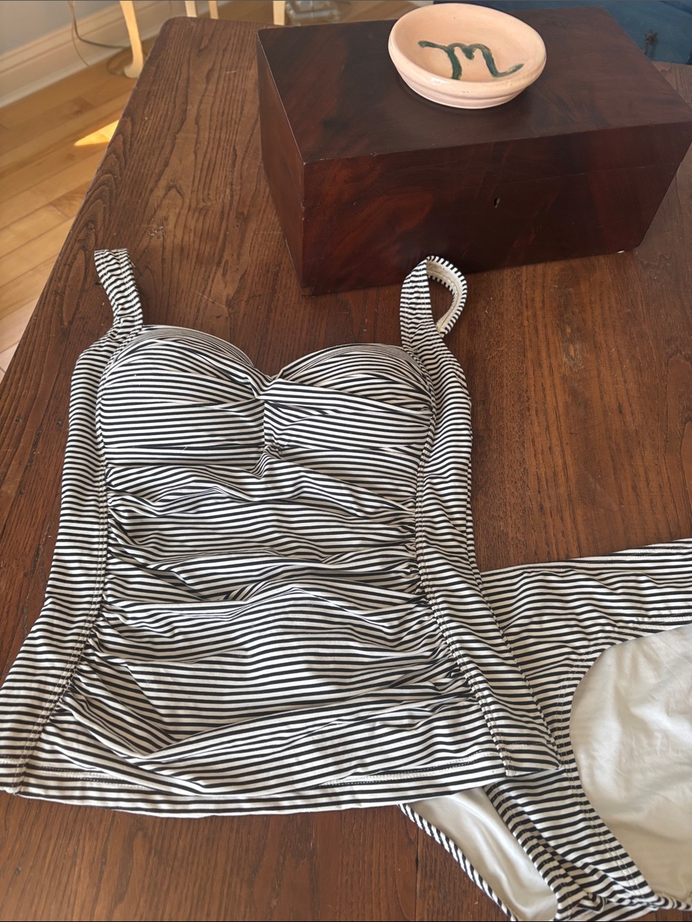 NipTuck Swim Black & White Striped Tankini Top